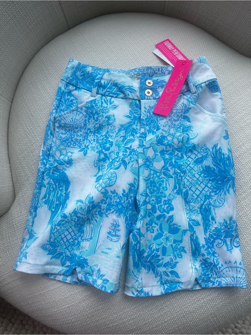Lilly Pulitzer Bettina Short Blue Toile Me About It Print Women’s 00 Shorts NWT